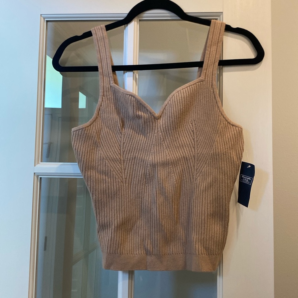 A&F Tan Sweater Tank Crop - size L - New!